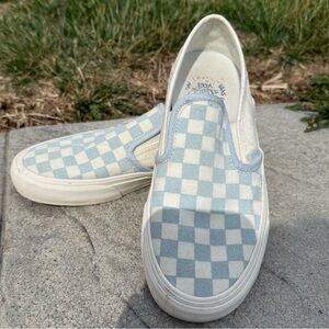 Vans Light Blue Checkered Slip-Ons women’s 7.5 unisex S3